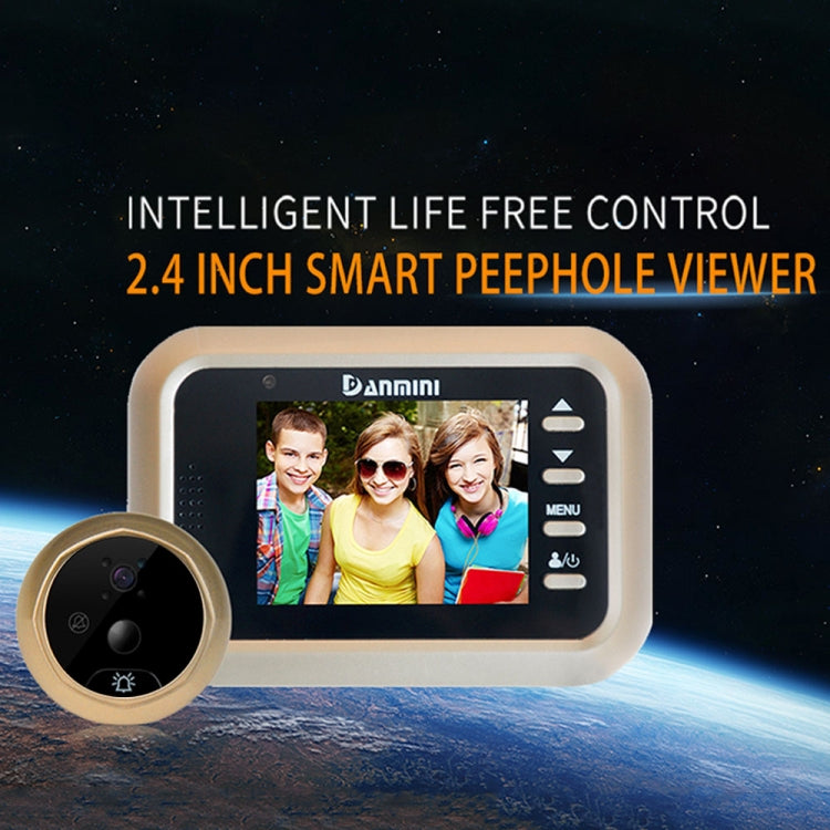 Danmini Q8 2.4 inch Color Screen 1.0MP Security Camera No Disturb Peephole Viewer, Support TF Card (32GB Max) / Night Vision / PIR Motion Detection(Gold), Q8 Danmini Q8 2.4 inch Color Screen 1.0MP Security Camera No Disturb Peephole Viewer, Support TF Card (32GB Max) / Night Vision / PIR Motion Detection(Gold), Q8
